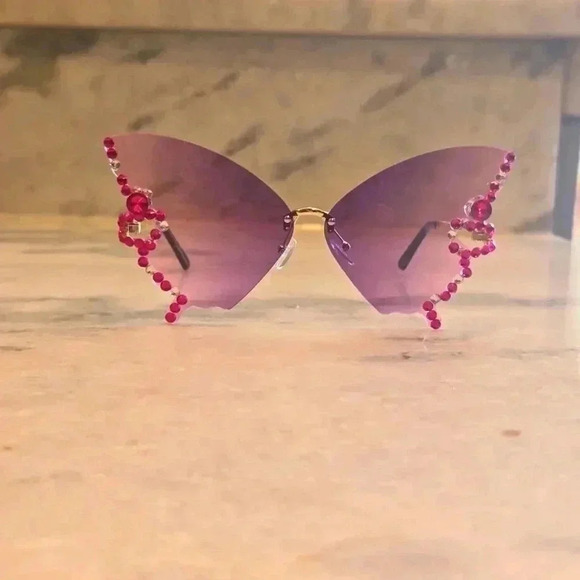 Butterfly Cutout Shades – Purple Gradient & Pink Crystals main image 4